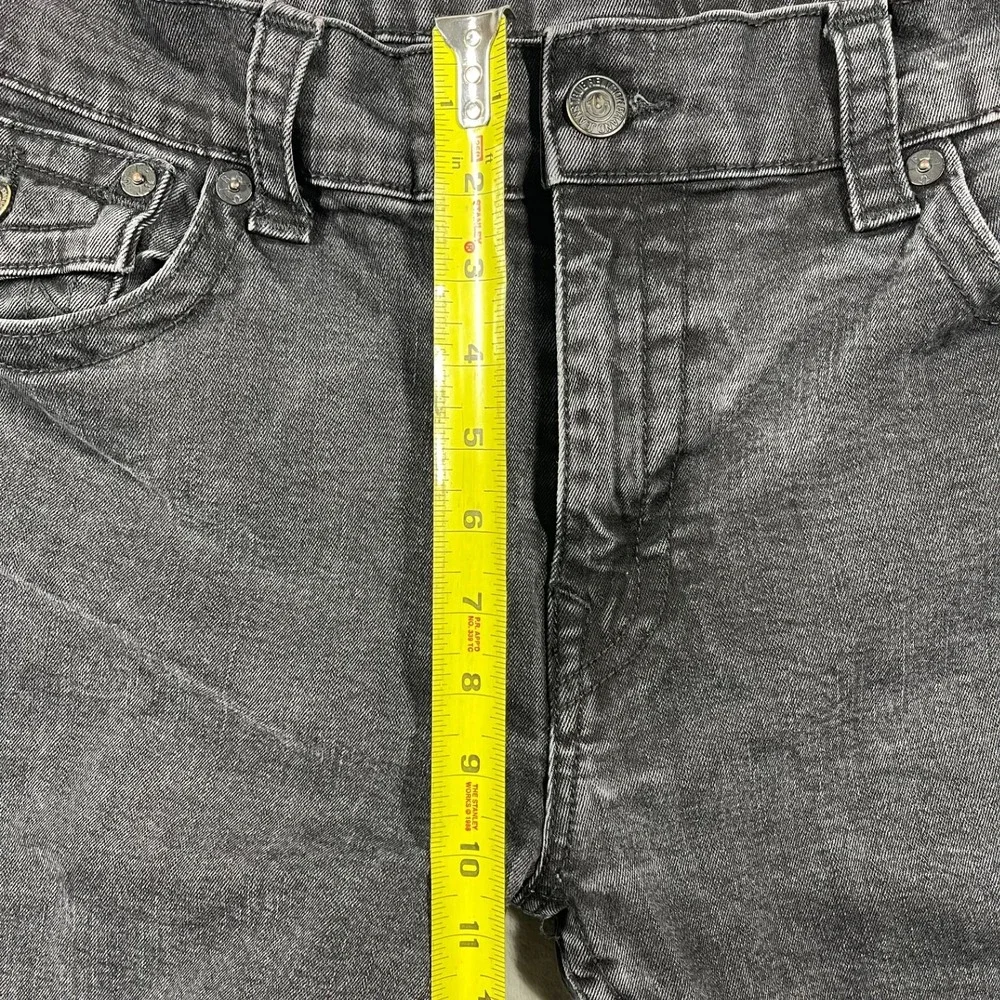 True Religion Rocco Jeans Mens 36x32 Relaxed Skinny Black Dark Wash Flap Pockets